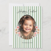 Pasen fotokaart met gestreepte groene achtergrond feestdagenkaart (Voorkant)