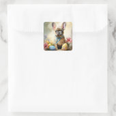 Pasen Franse Bulldog Vierkante Sticker (Tas)