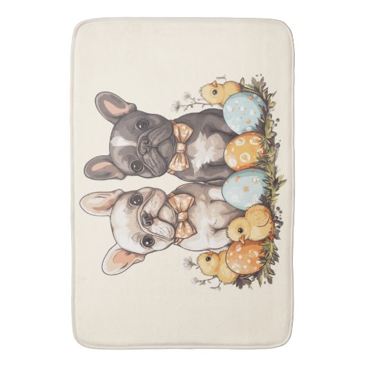 Pasen Franse Bulldogs Badmat (Voorkant Verticaal)