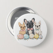 Pasen Franse Bulldogs Ronde Button 7,6 Cm (Voorkant /achterkant)