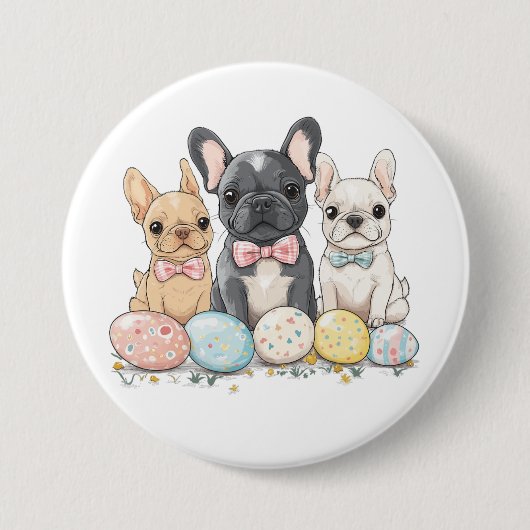 Pasen Franse Bulldogs Ronde Button 7,6 Cm (Voorkant)