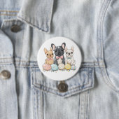 Pasen Franse Bulldogs Ronde Button 7,6 Cm (In situ)