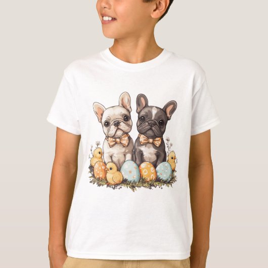 Pasen Franse Bulldogs T-shirt (Voorkant)