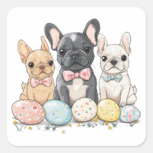 Pasen Franse Bulldogs Vierkante Sticker
