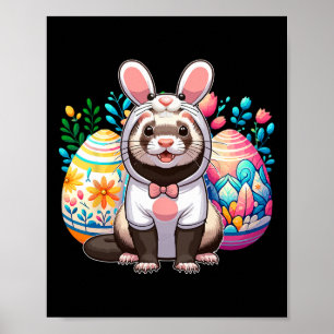 Pasen fret cosplay konijn jagen kleurrijke eieren poster