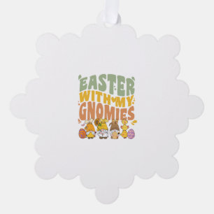 Pasen Garden Gnome Egg Hunt Ornament Kaart
