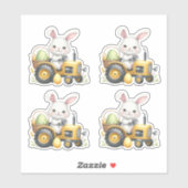 Pasen Geel Konijn Tractor Eieren Sticker (Vel)