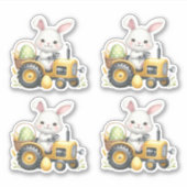 Pasen Geel Konijn Tractor Eieren Sticker (Voorkant)