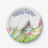 Pasen Gekleurde Eieren Bunny Oren Papieren Bordje (Voorkant)