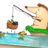 Pasen gelukskaart met egel van N. Janes Kaart