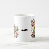 Pasen gepersonaliseerd bloemenmonogram met naam koffiemok (Center)