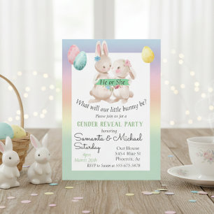 Pasen Geslacht Baby Reveal Feest Lente Konijn Kaart