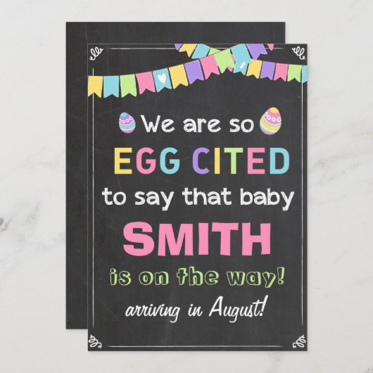 Pasen Gewekte Zwangerschap onthulling aankondiging (Voorkant / Achterkant)