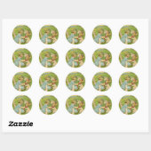  Pasen, Girl Bonnet op Bunny Rabbit Ronde Sticker (Vel)