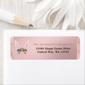 Pasen Girly Blush Roze Bloemen Bunny Etiket (Insitu)