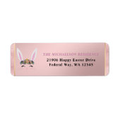 Pasen Girly Blush Roze Bloemen Bunny Etiket (Voorkant)