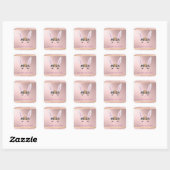 Pasen Girly Blush Roze Bloemen Bunny Vierkante Sticker (Vel)