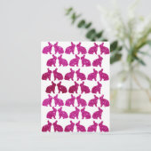 Pasen glitter roze konijntjes konijn briefkaart (Staand voorkant)