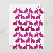 Pasen glitter roze konijntjes konijn briefkaart (Voorkant / Achterkant)