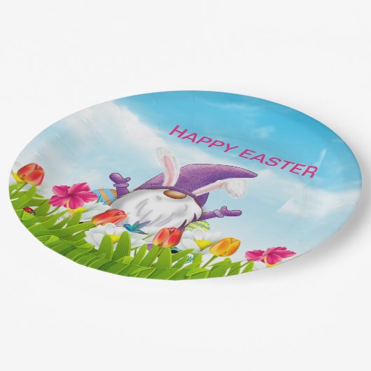 Pasen Gnome Napkins Papieren Bordje (Gekanteld)