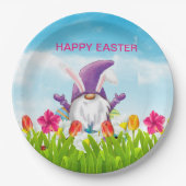 Pasen Gnome Napkins Papieren Bordje (Voorkant)