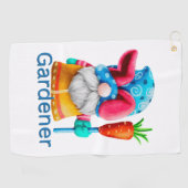 Pasen Gnome Tuinier met Wortel Golfhanddoek (Horizontaal)