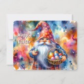 Pasen Gnoom met Kleurrijke Ei en Mand - Feestdagenkaart (Voorkant)