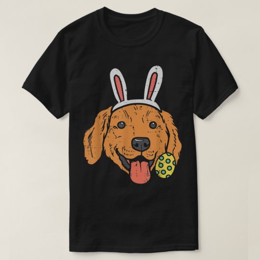 Pasen Golden Retriever Bunny Face Hondenliefhebber T-shirt (Design voorkant)