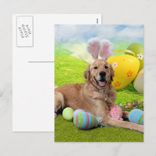 Pasen - Golden Retriever - Frank Feestdagenkaart (Voorkant / Achterkant)