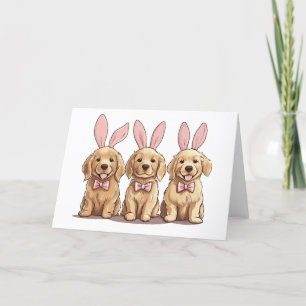 Pasen Golden Retriever Puppy Honden Bunny Oren Feestdagen Kaart