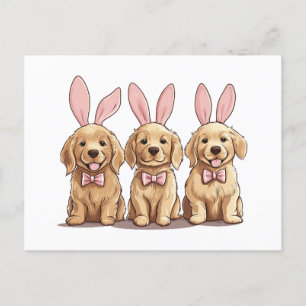 Pasen Golden Retriever Puppy Honden Bunny Oren Feestdagenkaart