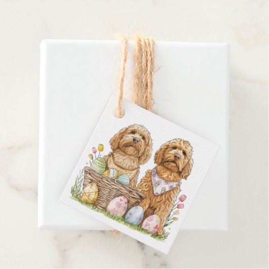 Pasen Goldendoodle Honden Bedankjes Labels (In situ)