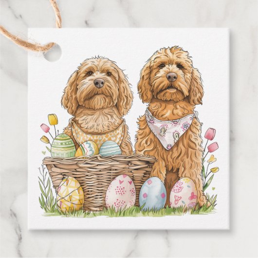 Pasen Goldendoodle Honden Bedankjes Labels (Voorkant)