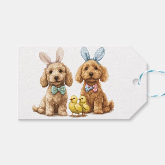 Pasen Goldendoodle Honden Cadeaulabel (Voorkant (Horizontaal))