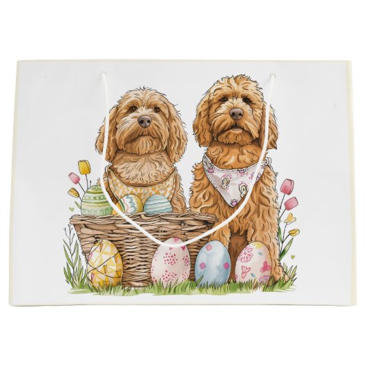 Pasen Goldendoodle Honden Groot Cadeauzakje (Voorkant)