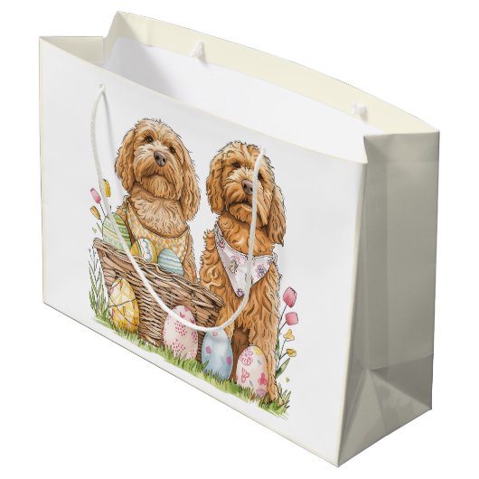 Pasen Goldendoodle Honden Groot Cadeauzakje (Achterkant Gekanteld)