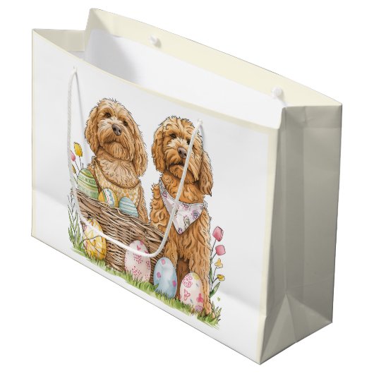 Pasen Goldendoodle Honden Groot Cadeauzakje (Voorkant Gekanteld)