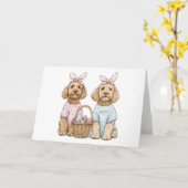 Pasen Goldendoodle Honden Kaart (Gele Bloem)
