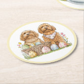 Pasen Goldendoodle Honden Ronde Kartonnen Onderzetter (Gebogen)