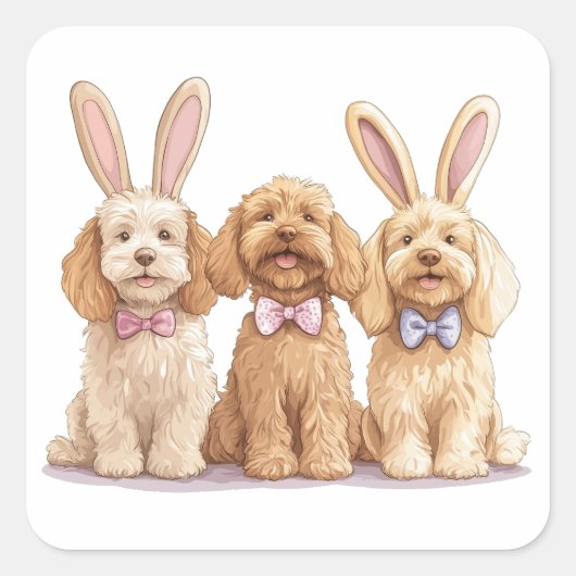 Pasen Goldendoodle Honden Vierkante Sticker (Voorkant)