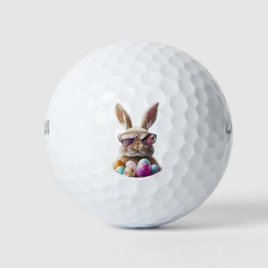 Pasen Golfballen Paashaas met Zonnebril (Voorkant)