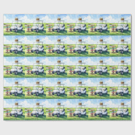 Pasen golfvakantie met golfkar en paaseieren cadeaupapier