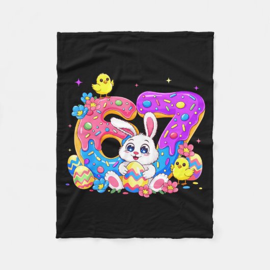 Pasen grappig 67 Six Seven Meme Schattig Konijn Me Fleece Deken (Voorkant)