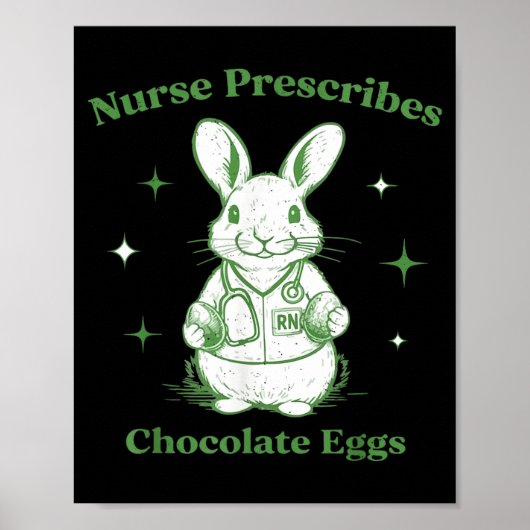 Pasen Grappige Verpleegster Schrijft Chocolade Eie Poster (Voorkant)