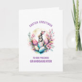 Pasen Groet Kleindochter Konijn + Eieren Kaart (Voorkant)