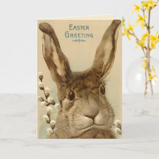 Pasen Groet Konijn Kaart (Gele Bloem)