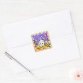 Pasen Groet Schattige Kat & Chick Sticker (Envelop)