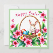 Pasen groet tropische konijn en eieren feestdagenkaart (Voorkant)