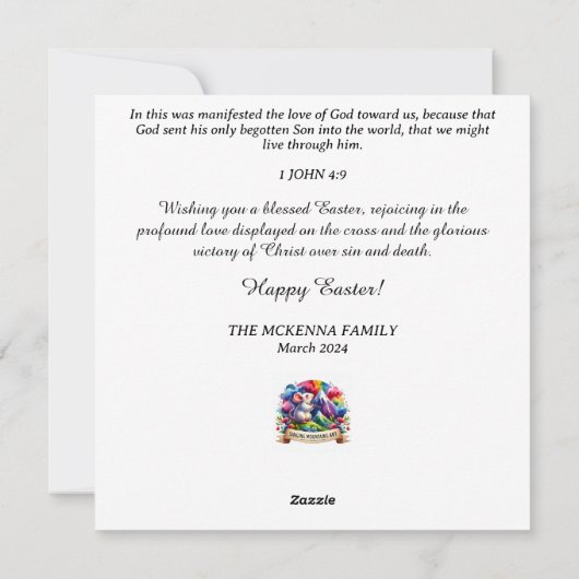 Pasen Groeten Art Nouveau Lam Bunny Woodland Feestdagenkaart (Achterkant)