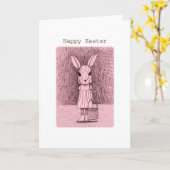 Pasen Groeten Bunny Girl Weird Gothic Art Pasen Kaart (Gele Bloem)